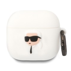 Karl Lagerfeld для Airpods 4 чехол Silicone case with ring NFT 3D Karl White