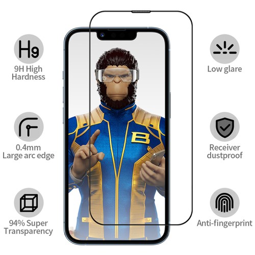 BlueO стекло для iPhone 16e/13/13 Pro/14, AR&AG Black (ультра-прозрачное матовое) (+installer)