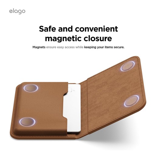 Elago магнитный бумажник MagSafe Card Pocket PU Leather Brown