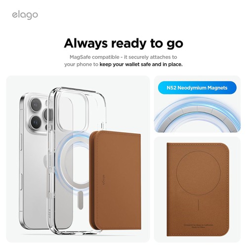 Elago магнитный бумажник MagSafe Card Pocket PU Leather Brown