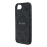 Guess для iPhone 16e чехол PU 4G with Round Patch Metal logo Hard Black (MagSafe)