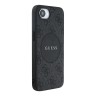 Guess для iPhone 16e чехол PU 4G with Round Patch Metal logo Hard Black (MagSafe)