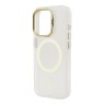 Guess для iPhone 15 Pro Max чехол PC/TPU Metal outline and Camera Stand Hard Transp/Gold (MagSafe)