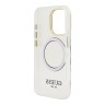 Guess для iPhone 15 Pro Max чехол PC/TPU Metal outline and Camera Stand Hard Transp/Gold (MagSafe)