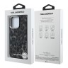 Karl Lagerfeld для iPhone 16 Pro чехол PC/TPU Leopard Metal camera Hard Black (MagSafe)