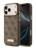 Guess для iPhone 17 Pro Max чехол PU 4G Plate metal logo and Gold camera Hard Brown (MagSafe)