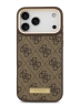 Guess для iPhone 17 Pro Max чехол PU 4G Plate metal logo and Gold camera Hard Brown (MagSafe)
