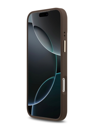 Guess для iPhone 17 Pro Max чехол PU 4G Plate metal logo and Gold camera Hard Brown (MagSafe)