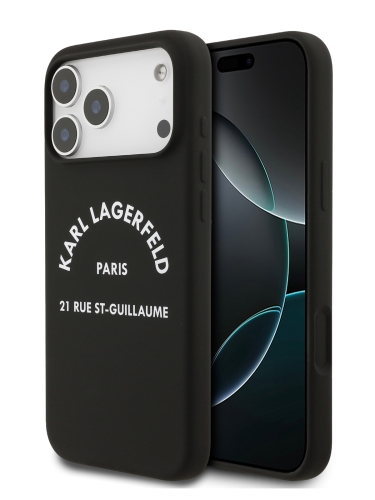 Karl Lagerfeld для iPhone 17 Pro Max чехол Liquid silicone RSG logo Hard Black (MagSafe)