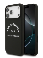 Karl Lagerfeld для iPhone 17 Pro Max чехол Liquid silicone RSG logo Hard Black (MagSafe)