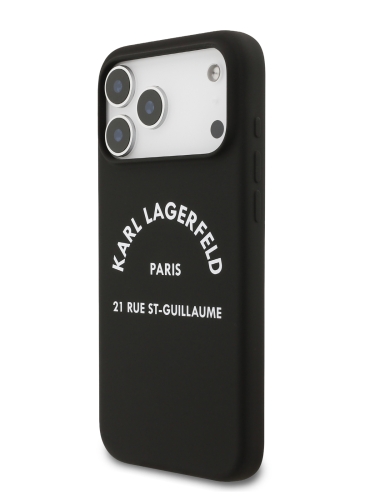 Karl Lagerfeld для iPhone 17 Pro Max чехол Liquid silicone RSG logo Hard Black (MagSafe)
