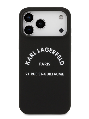 Karl Lagerfeld для iPhone 17 Pro Max чехол Liquid silicone RSG logo Hard Black (MagSafe)