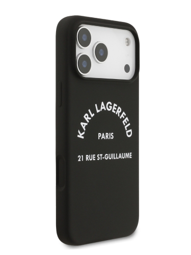 Karl Lagerfeld для iPhone 17 Pro Max чехол Liquid silicone RSG logo Hard Black (MagSafe)