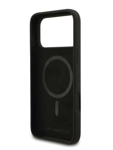 Karl Lagerfeld для iPhone 17 Pro Max чехол Liquid silicone RSG logo Hard Black (MagSafe)