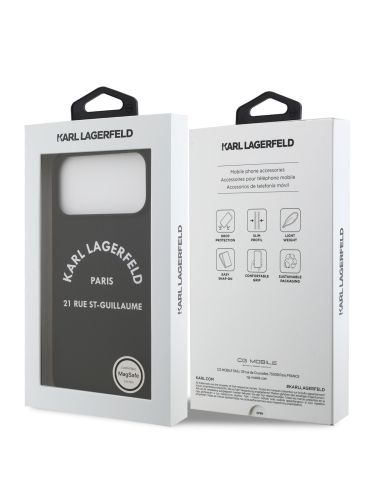 Karl Lagerfeld для iPhone 17 Pro Max чехол Liquid silicone RSG logo Hard Black (MagSafe)