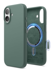 Elago для iPhone 17 чехол Magnetic Silicone Midnight Green (MagSafe)