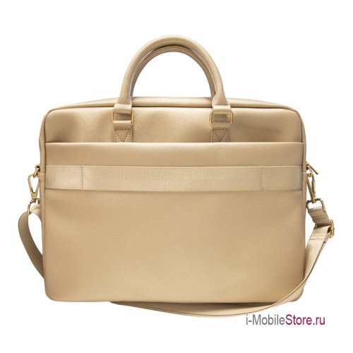 Сумка Guess Saffiano Script logo Bag для ноутбука до 15 дюймов, золотая