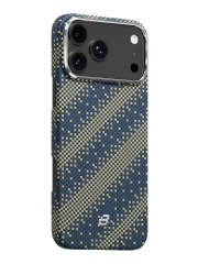 BlueO чехол для iPhone 17 Pro Max, Tactile Woven Air Aramid fiber (Kevlar) Galaxy Green (MagSafe)