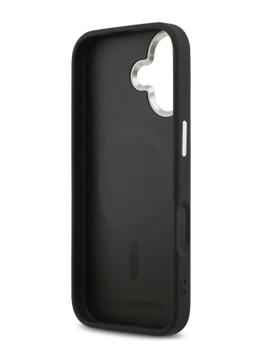 Karl Lagerfeld для iPhone 17 чехол PU NFT Karl & Choupette heads Metal pin & Cam Hard Black (MagSafe)