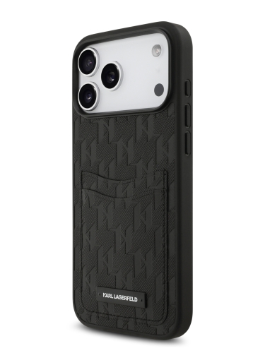 Karl Lagerfeld для iPhone 17 Pro Max чехол PU Saffiano Monogram with Cardslot Hard Black