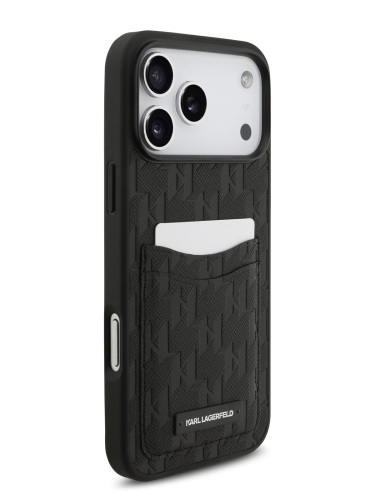 Karl Lagerfeld для iPhone 17 Pro Max чехол PU Saffiano Monogram with Cardslot Hard Black