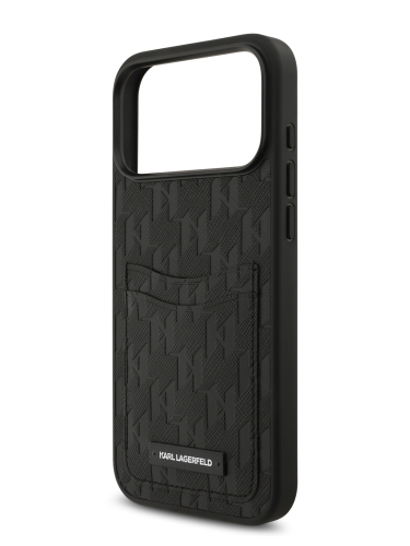 Karl Lagerfeld для iPhone 17 Pro Max чехол PU Saffiano Monogram with Cardslot Hard Black