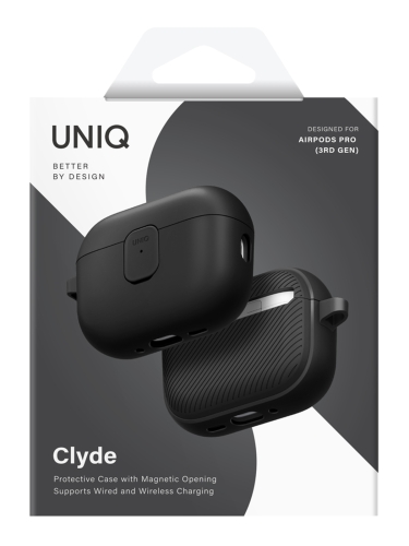 Uniq для Airpods Pro 3 чехол CLYDE Lock case Black/Dark Grey