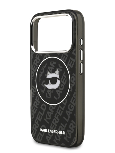 Karl Lagerfeld для iPhone 17 Pro Max чехол IML NFT Choupette Head on logo Metal Cam Hard Black (MagSafe)