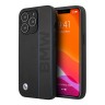 Кожаный чехол BMW Signature Blue lines Hard для iPhone 13 Pro, черный