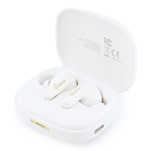 Guess Наушники TWS Bluetooth PU Leather Script metal logo with AI White