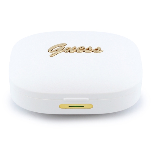 Guess Наушники TWS Bluetooth PU Leather Script metal logo with AI White