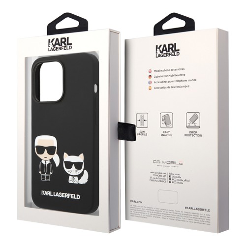 Чехол Lagerfeld Liquid silicone Karl & Choupette Hard для iPhone 14 Pro Max, черный