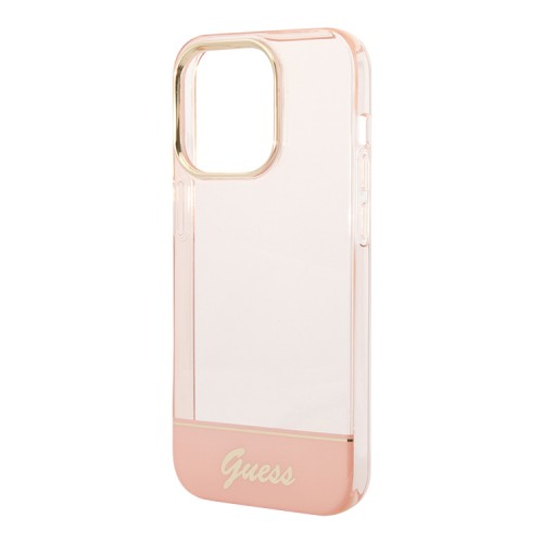 Чехол Guess Translucent w Electroplated camera Hard для iPhone 14 Pro, розовый