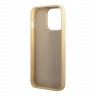 Чехол Guess Glitter flakes w Metal logo Hard для iPhone 14 Pro, золотой