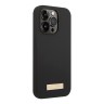 Чехол Guess Liquid Silicone Plate metal logo Hard для iPhone 14 Pro, черный (Magsafe)
