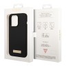 Чехол Guess Liquid Silicone Plate metal logo Hard для iPhone 14 Pro, черный (Magsafe)