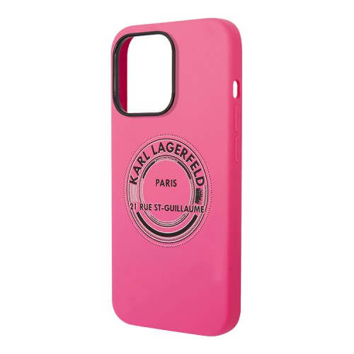 Чехол Lagerfeld Liquid silicone Round RSG logo для iPhone 14 Pro Max, розовый
