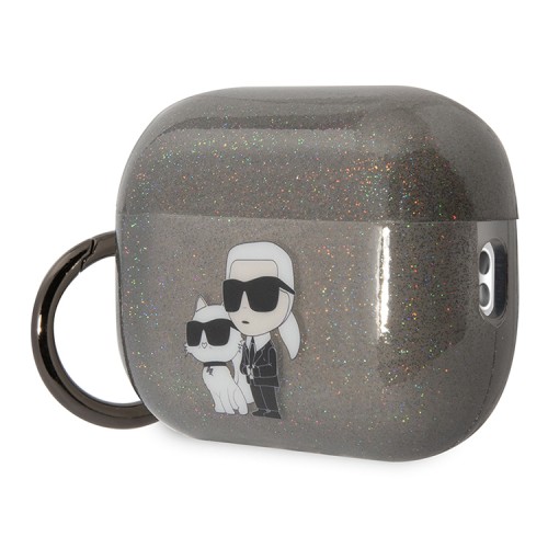 Чехол Lagerfeld TPU Glitters with ring NFT Karl & Choupette для Airpods Pro 2, черный