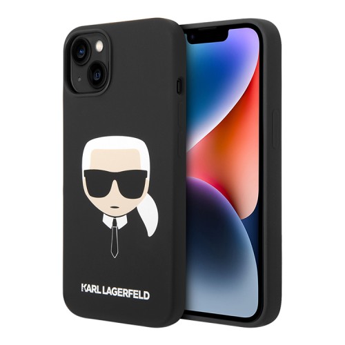 Чехол Lagerfeld Liquid silicone Karl's Head для iPhone 14, черный (MagSafe)