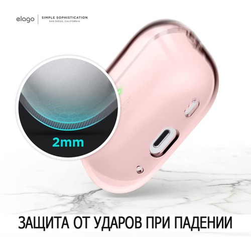 Чехол Elago Clear case with Round strap для AirPods Pro 2, Lovely Pink