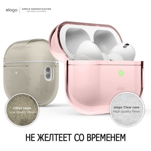 Чехол Elago Clear case with Round strap для AirPods Pro 2, Lovely Pink