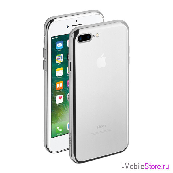 Чехол Deppa Gel Plus для iPhone 7 Plus/8 Plus, серебристая рамка