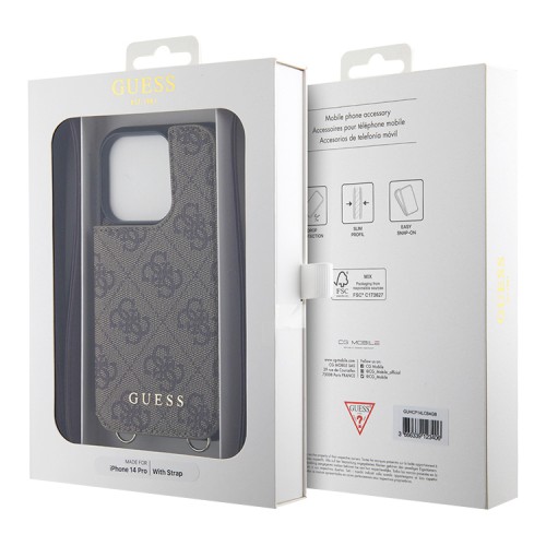 Чехол Guess Crossbody cardslots magnetic 4G Hard для iPhone 14 Pro, коричневый