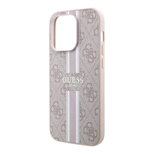 Чехол Guess PU 4G Stripes Hard для iPhone 13 Pro, розовый (MagSafe)