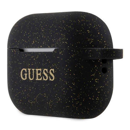 Чехол Guess Silicone Glitter с кольцом для Airpods Pro 2, черный