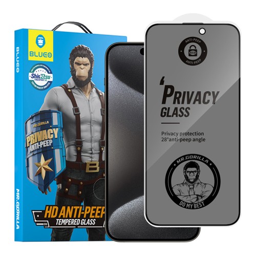 BlueO стекло для iPhone 15/14 Pro Anti-peep Black (антишпион)