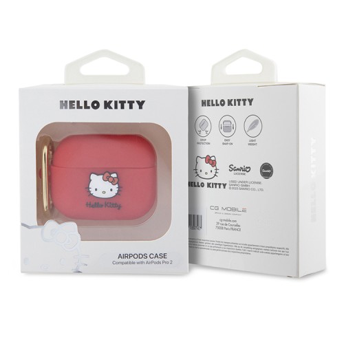 Hello Kitty для Airpods Pro 2 чехол Liquid silicone 3D Rubber Kitty Head Fuchsia