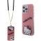 Hello Kitty для iPhone 15 Pro Max чехол Crossbody PC/TPU Dreaming Kitty + PU Strass strap Hard Pink
