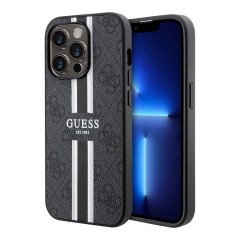 Guess для iPhone 13 Pro Max чехол PU 4G Stripes Hard Black