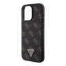 Guess для iPhone 15 Pro Max чехол PU 4G Gold pattern Triangle metal logo Hard Black